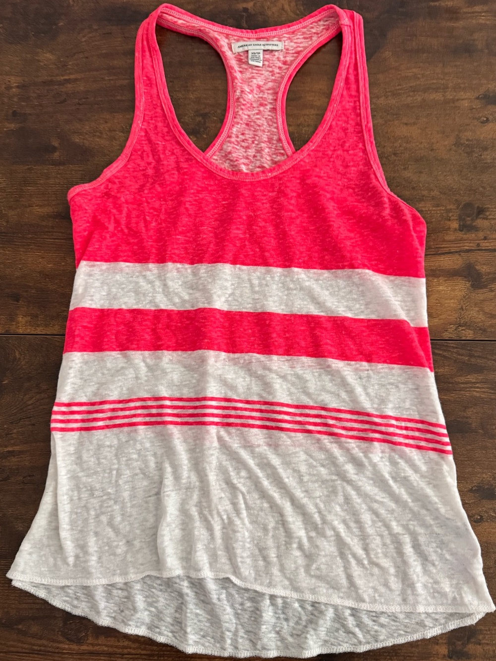 American Eagle Outfitters Pink & White Striped Racerback Tank